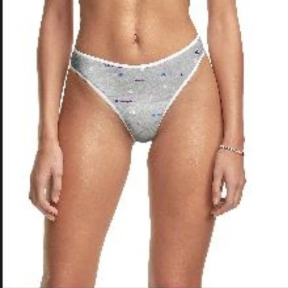 Women's Cheeky Thong Double Dry Underwear - Champion Gray Logo XL - Picture 1 of 6